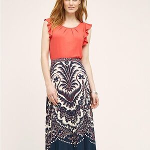 Anthopologie Tracey Reese Elegant Navy and Cream Patterned Skirt